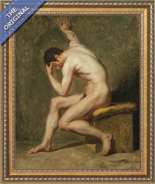 Finished reproduction of A seated male nude in contrapposto