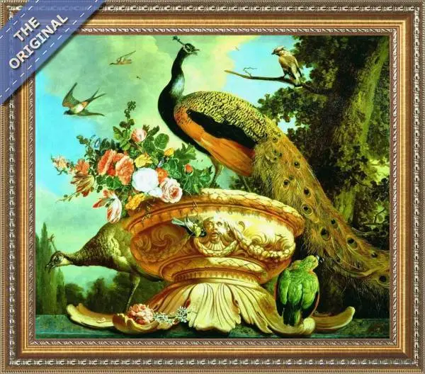 Finished reproduction of A Peacock on a Decorative Urn
