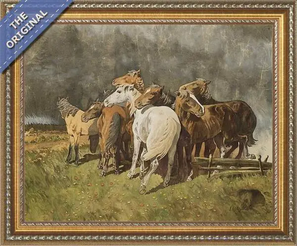 Finished reproduction of Horses Before A Storm