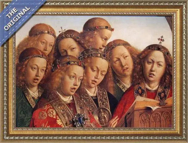 Finished reproduction of The Ghent Altarpiece- Singing Angels (detail 1) 1427-29