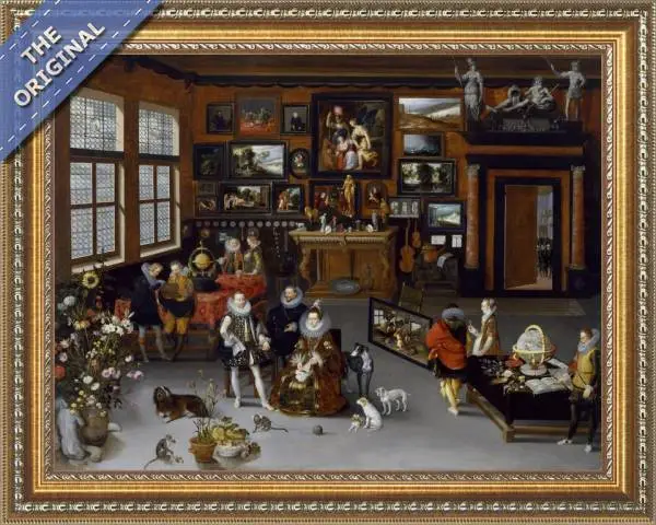 Finished reproduction of Archduke Albert 1559 c 1621 and Archduchess Isabella 1566-1633 Visiting a Collectors Cabinet