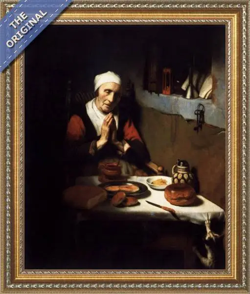 Finished reproduction of Old Woman Saying Grace 1656