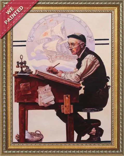 Detail of the reproduction of Daydreaming Bookkeeper