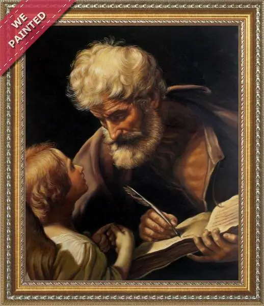 Detail of the reproduction of St Matthew and the Angel 1635-40