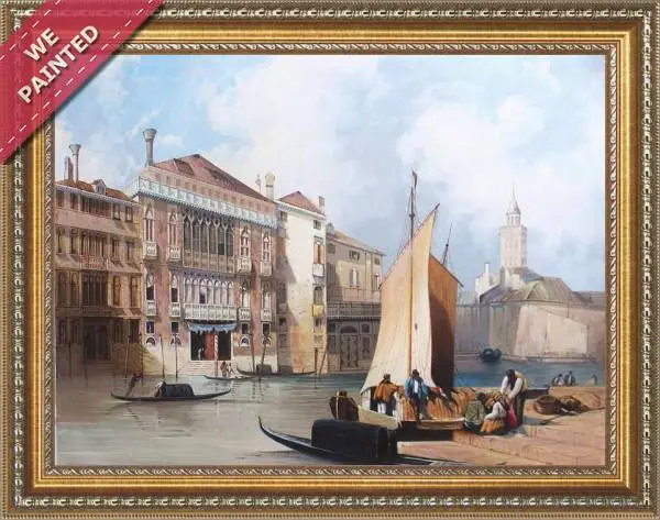 Detail of the reproduction of The Palazzo Pisani-Moretta On The Grand Canal, Venice