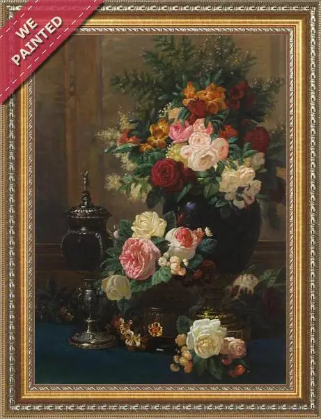 Detail of the reproduction of Still Life Of Flowers With A Coconut Chalice On A Table