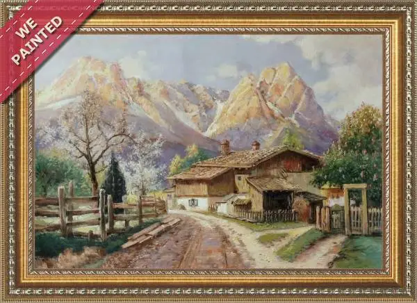 Detail of the reproduction of Garmisch-partenkirchen - Blick Vom Fruhlingshaften Wilhelm-von-miller-weg Zum Wettersteingebirge