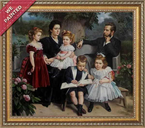 Detail of the reproduction of A Group Portrait Of A Family In A Garden