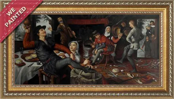 Detail of the reproduction of The Egg Dance 1557