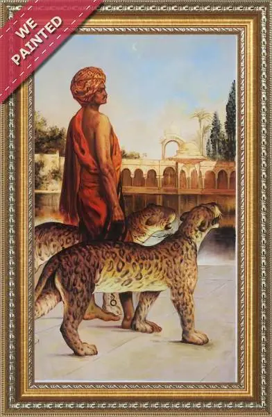 Detail of the reproduction of Benjamin The Palace Guard With Two Leopards