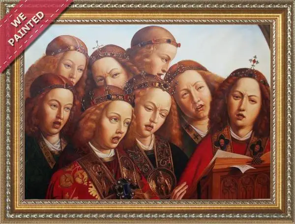Detail of the reproduction of The Ghent Altarpiece- Singing Angels (detail 1) 1427-29
