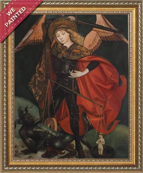 Detail of the reproduction of St. Michael Weighing Souls 1480