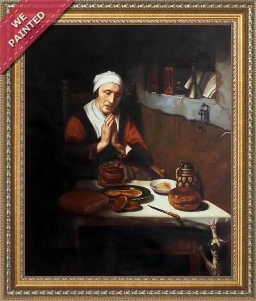 Detail of the reproduction of Old Woman Saying Grace 1656