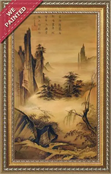 Detail of the reproduction of Willows and distant mountains Song Dynasty